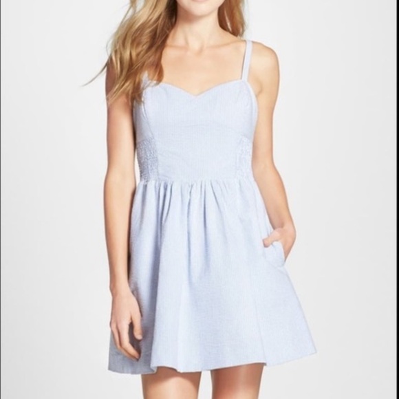 NWT Lilly Pulitzer Christine Blue Seersucker Mini Dress - Picture 12 of 12